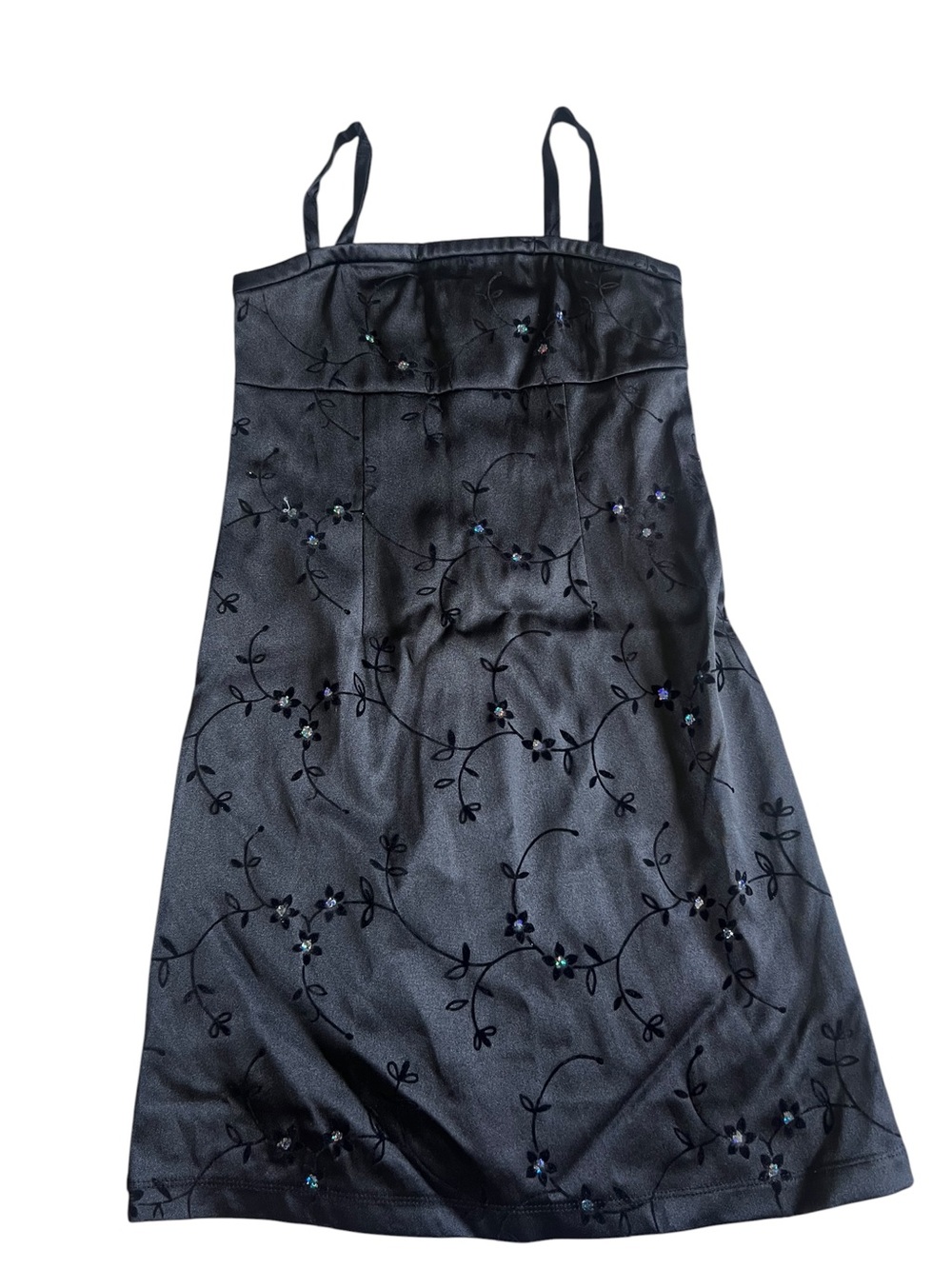 Limited Too Black Embellished Floral Slip Dress for Girls